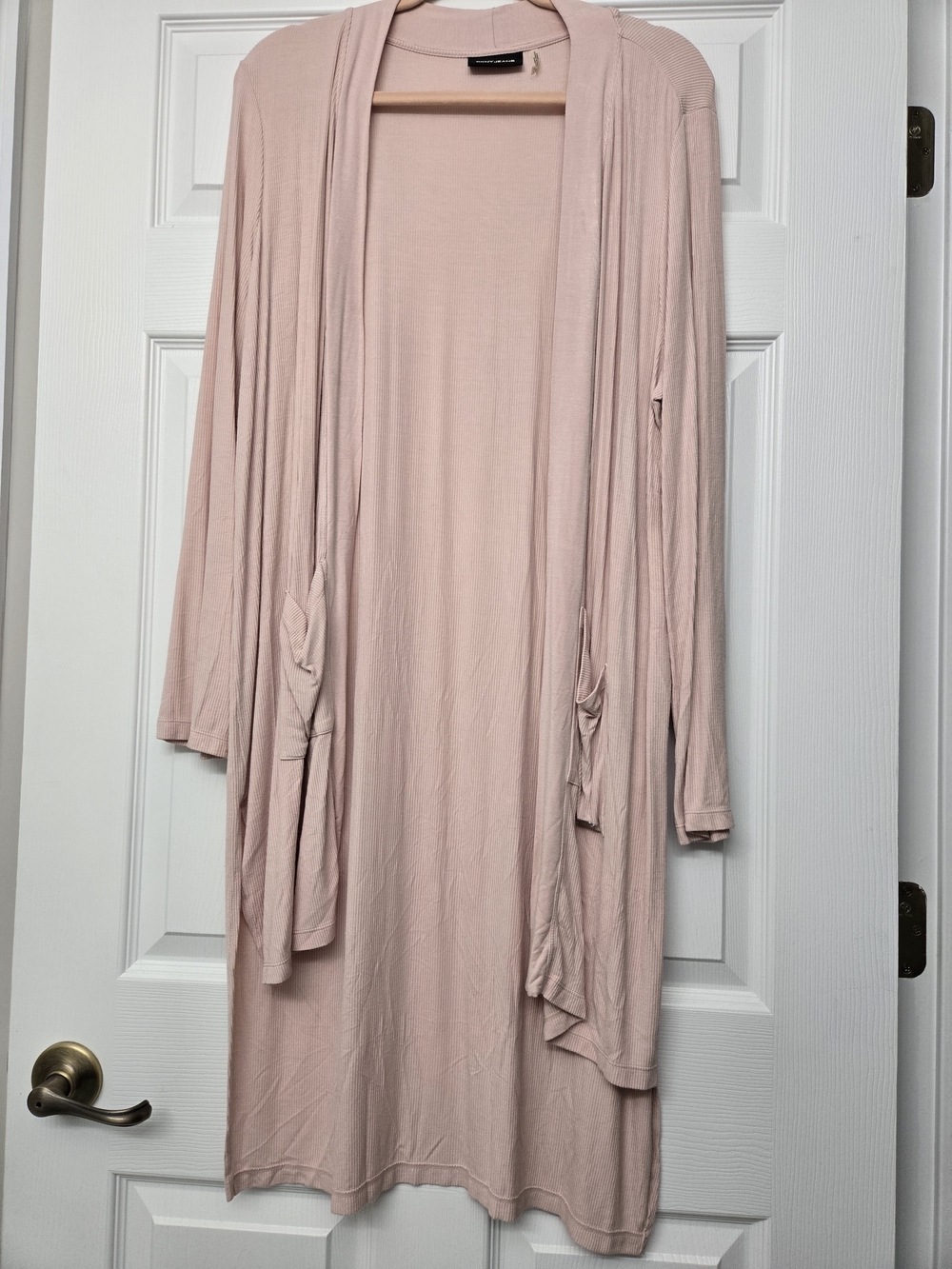 DKNY Light Pink Women's Hi-Lo Duster Cardigan - Soft Open Front